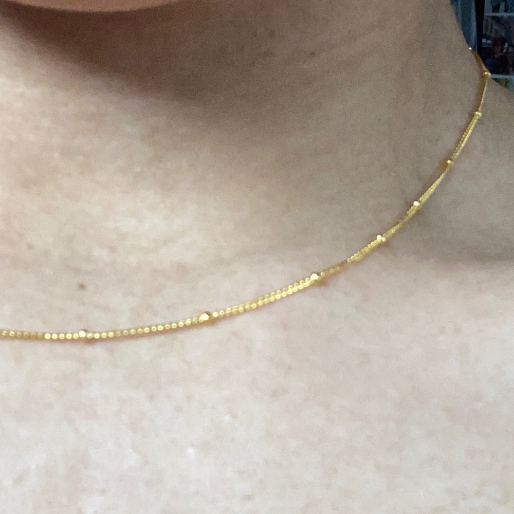 💍Sterling Silver Gold Beaded Necklace💍 - Picture 2 of 5